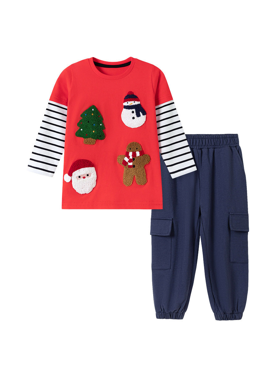 Boys' Christmas T-Shirt Wholesale from Source Factory, Autumn Kids' Top, Cartoon Cotton Tee