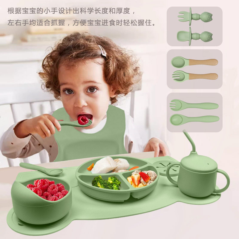 Cross-border hot silicone round plate baby food supplement bowl silicone plate food grade children's silicone plate placemat