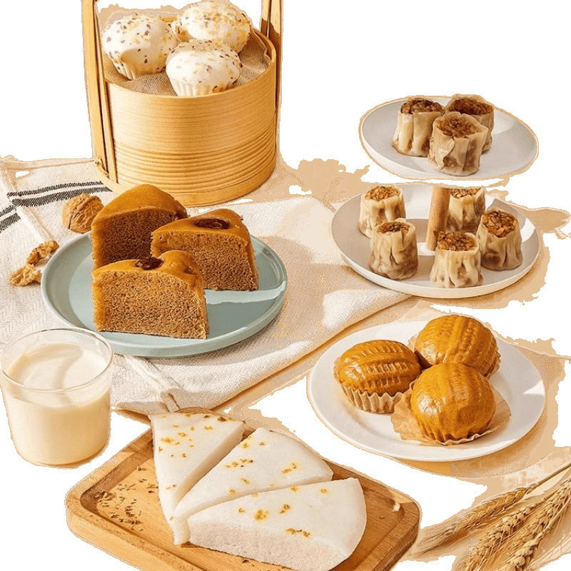 Anjing Breakfast Semi-Finished Products: Glutinous Rice Cakes, Red Sugar Steamed Buns, Shumai, Frozen Pastries, Red Bean Paste, and Milk-Flavored Products