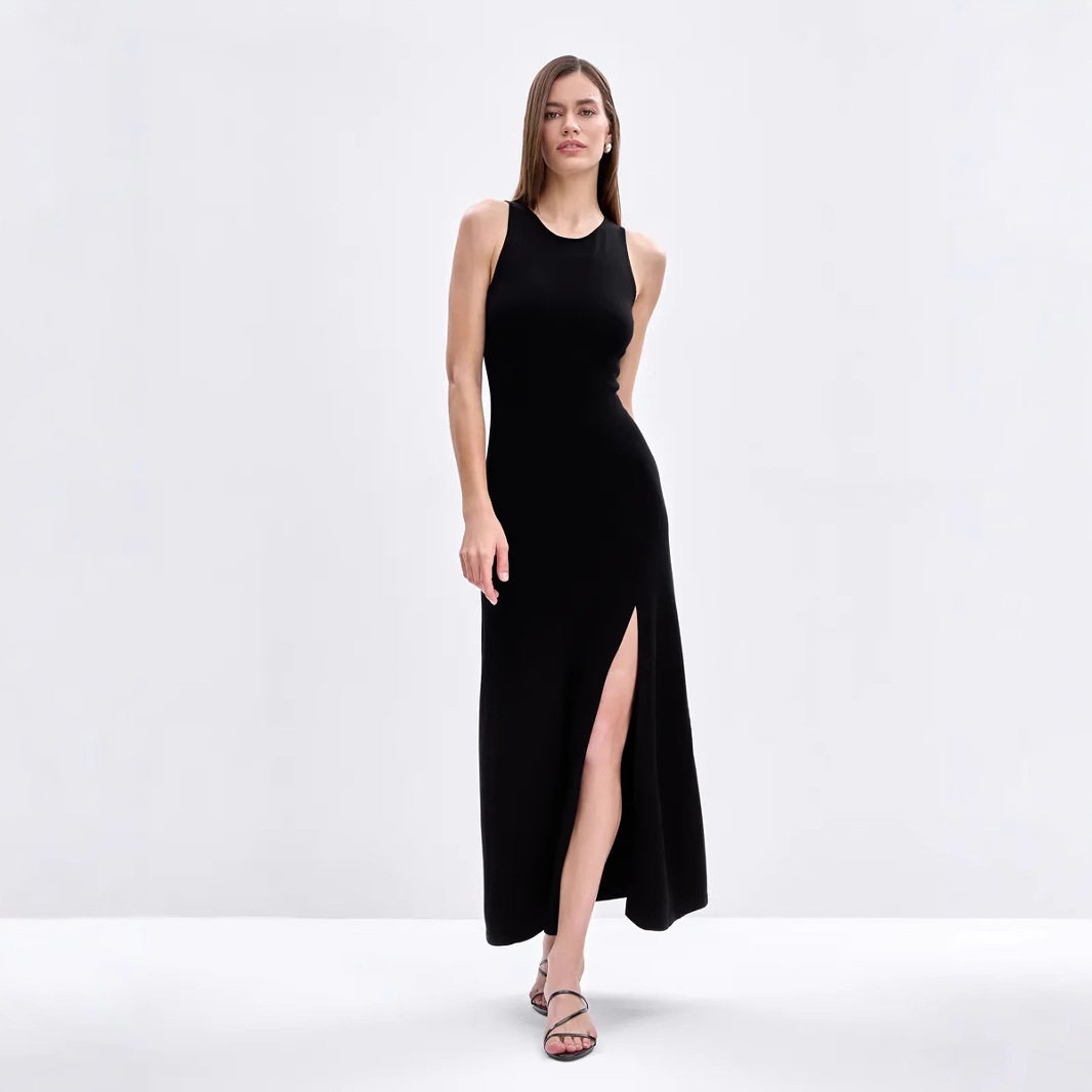 Long Knit Sweater Dress Elegant Versatile Bodycon Split Hem Autumn Winter Fashion Wholesale Available