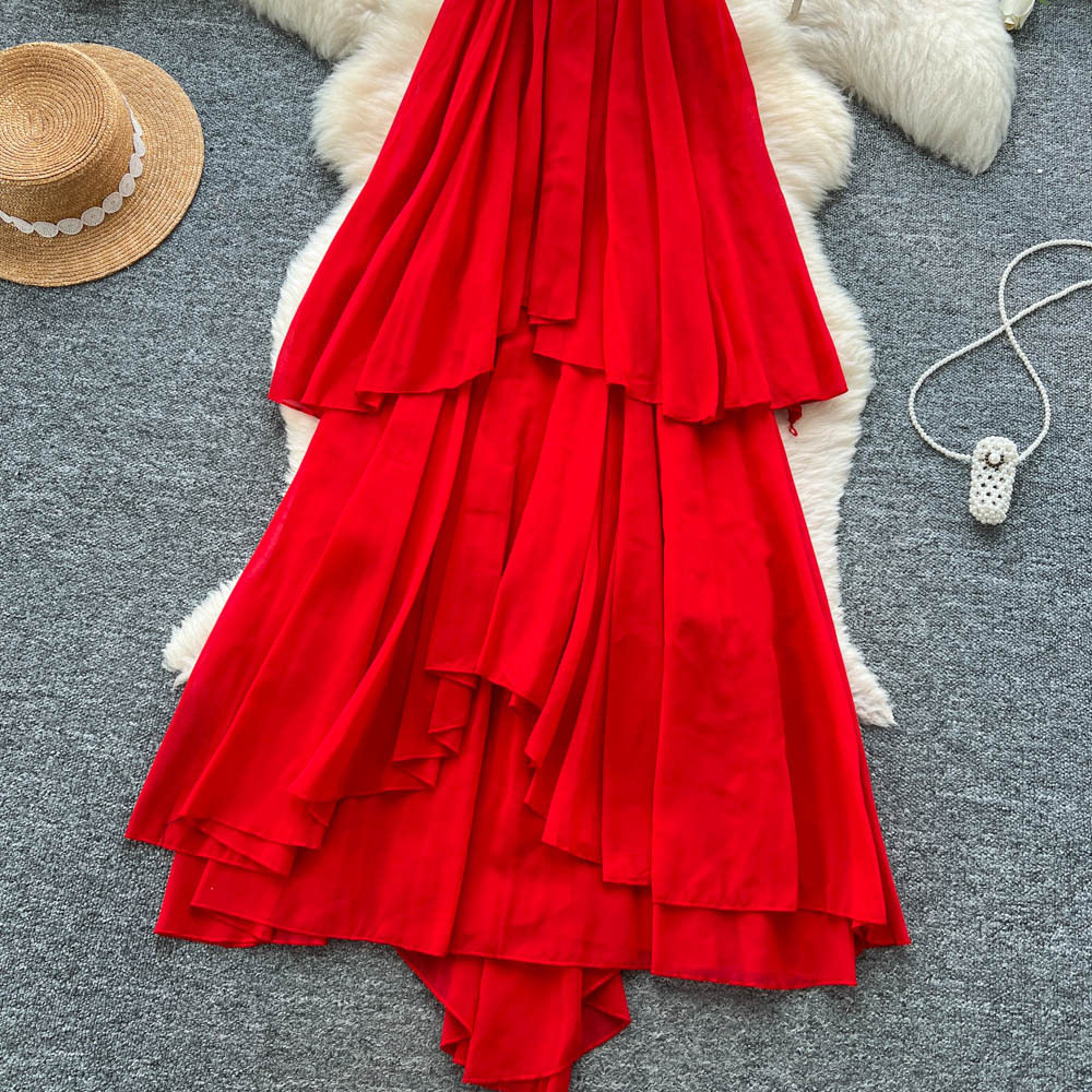 French Inspired Sleeveless Maxi Dress 3D Floral Design Loose Fit Irregular Hem Casual Summer Wear Wholesale