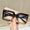 European and American fashion glasses frame square large frame simple flat mirror anti-blue cross-border ins concave shape glasses frame for women