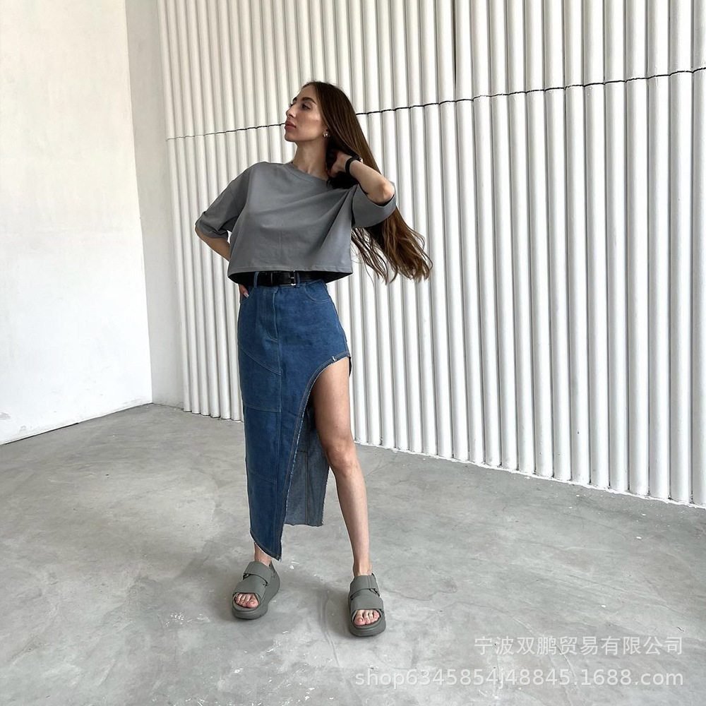 Womens Short Sleeve T Shirt Solid Color Y2K Style Cotton Fabric Casual Spring Summer Wear Wholesale Available