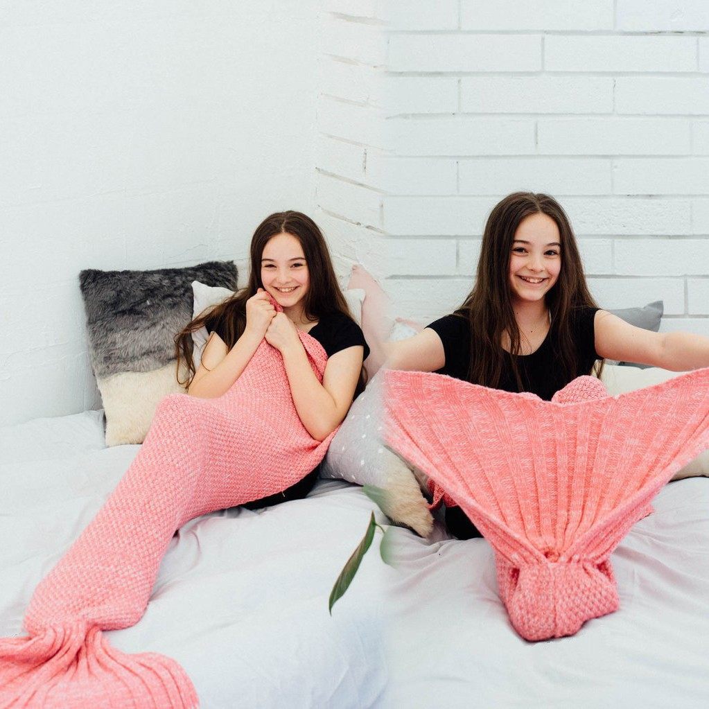 Genuine Mermaid Blanket Blanket Wool Knitted Fish Tail Blanket Air-conditioning Blanket Birthday Gift Christmas Gift M01