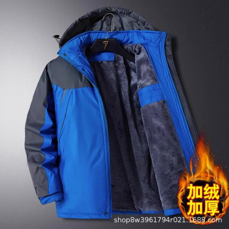 Popular Winter Thickened Fleece-Lined Cold-Proof Warm Cotton Jacket for Men, Outdoor Workwear