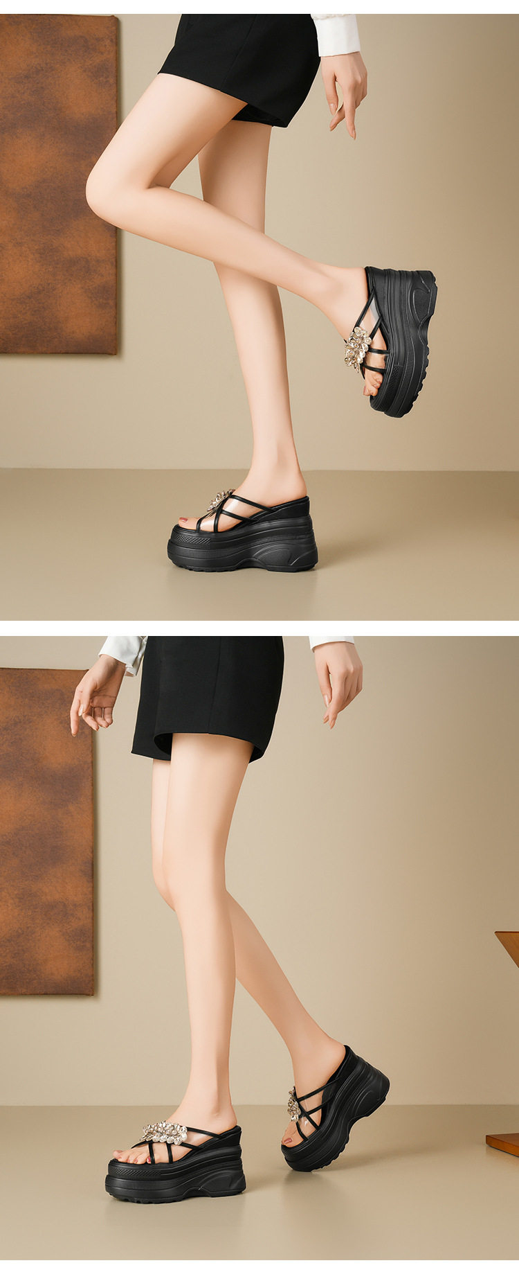 Sandal cao gót nữ hở mũi đế dày gót 12 cm — Trắng, Đen, Áo khoác sáng chi tiết 9