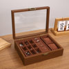Spot Wooden Watch Jewelry Storage Box Cross-Border Wholesale Window-Opening Black Walnut Watch Box Dust-Proof with Lock High-End Gift