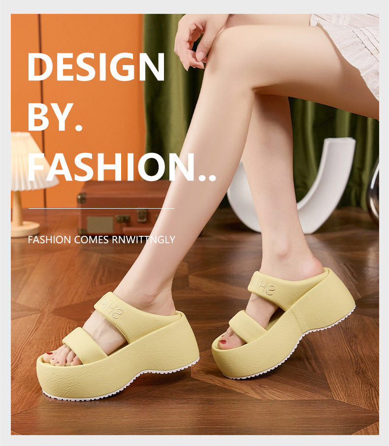 Dép sandal nữ quai chữ V đế chống trượt mùa hè — Trắng, Vàng, Xanh chi tiết 13
