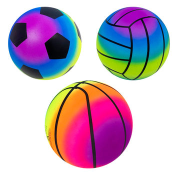 16cm Children's Inflatable Toy Ball Rainbow Color Plastic Stretch Ball Baby Handball One Dollar Product