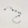 Silver-leather flower waist bracelet