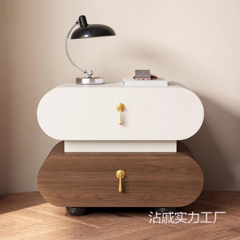 Italian Minimalist Solid Wood Bedside Table Modern Simple New Light Luxury Bedside Table High-End Bedroom Storage Cabinet