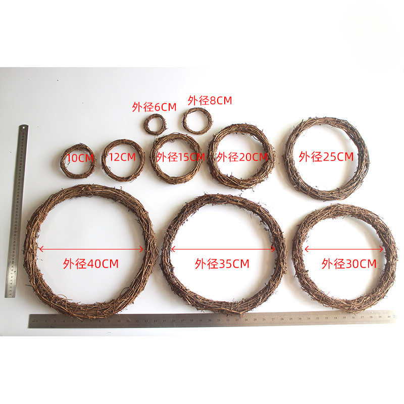 Ручной работы DIY гирлянда из ротанга кольцо из туфу виноградная лоза виноградное кольцо из ротанга кольцо оптом Рождественский венок украшение Изображение 1