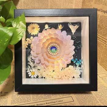 Badminton Eternal Flower Hollow Stereo Photo Frame Square Desktop Ornaments DIY Handmade Desktop Table Factory Direct