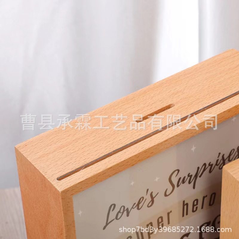 Creative Photo Frame Solid Wood Desktop Ornament Photo Frame Custom Wooden Transparent Acrylic Photo Frame Kidsren's Piggy Bank 5678inch