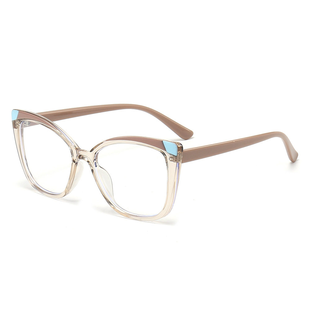 Color matching cat eye women's glasses frame TR90 anti-blue light plain glasses European and American ins Internet celebrity same style optical glasses frame