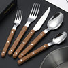Thickened Stainless Steel Western Food Rivet Clamp Handle Knife and Fork Spoon Imitation Wood Handle French Steak Knife Five Main Parts suit