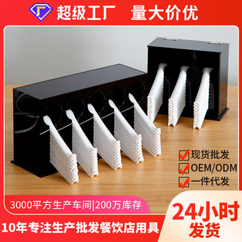 Acrylic Black and White Spoon Holder Drain Spoon Storage Box Restaurant Spoon Storage Rack Drain Dustproof Spoon Holder