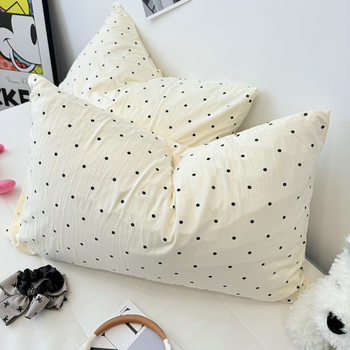 Single Product/Simple Beige Small Wave Dot Cloud-Like Knitted Double-Layer Yarn Pair of Replacement Single Pillowcases 48*74 Without Core