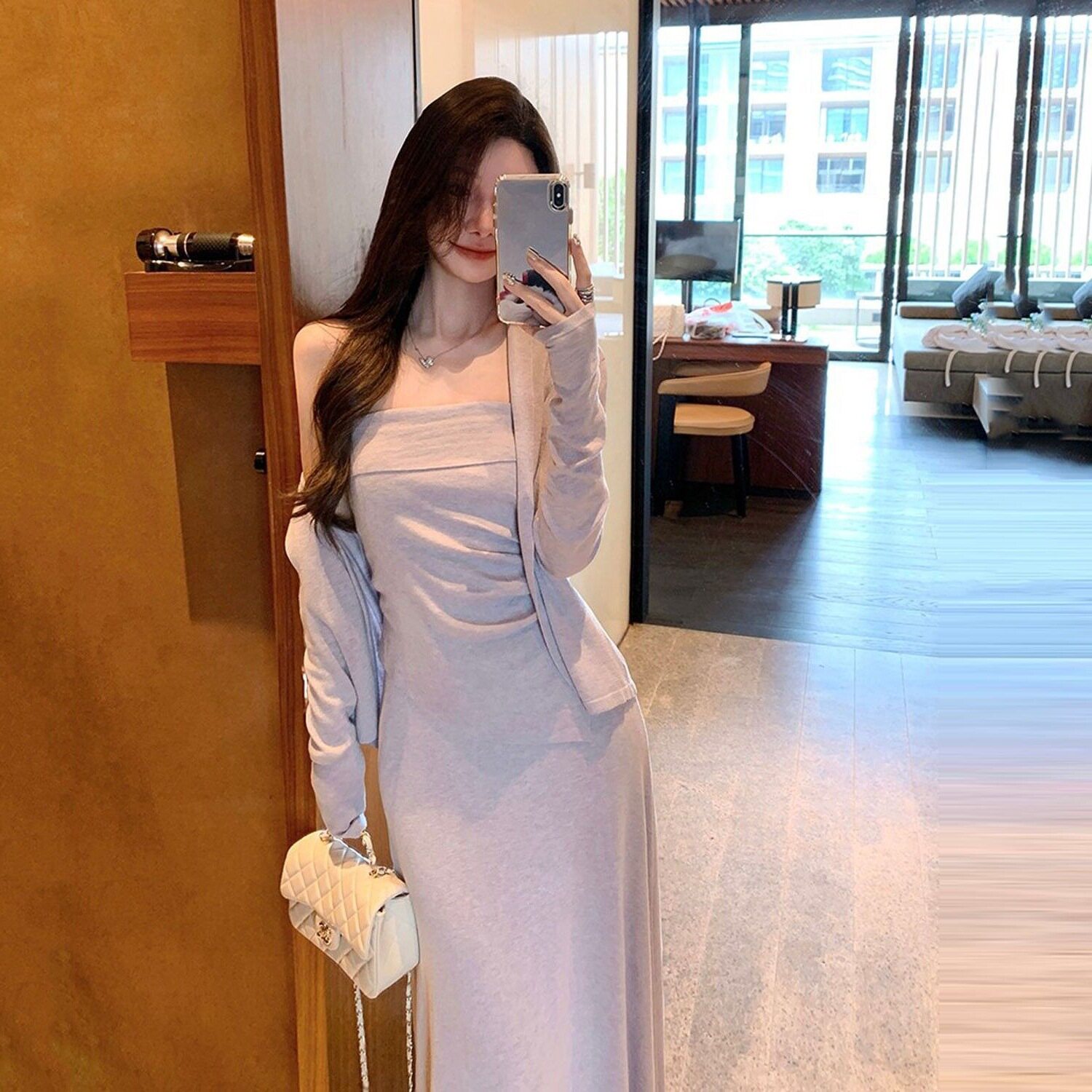 巨好看的早春漂亮韩系小套装清冷富家千金穿搭气质连衣裙子女秋季