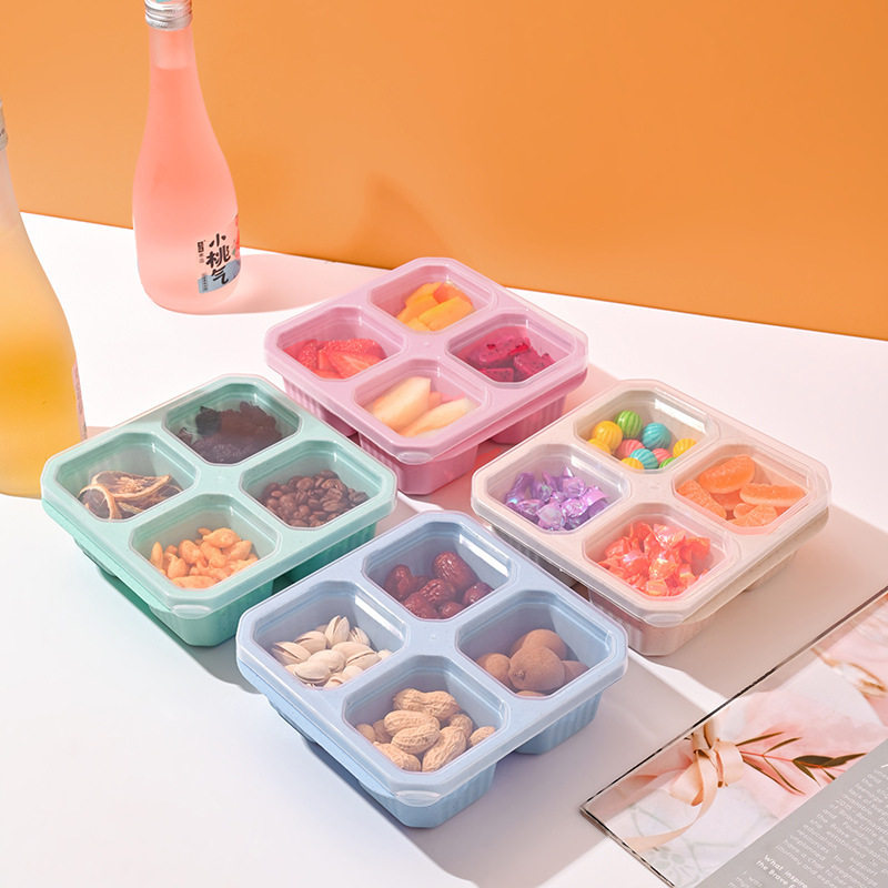 Wheat Lunch Box Transparent Snack Dried Fruit Box Household Sealed Box with Lid Plastic Fruit Refrigerator Preservation Box