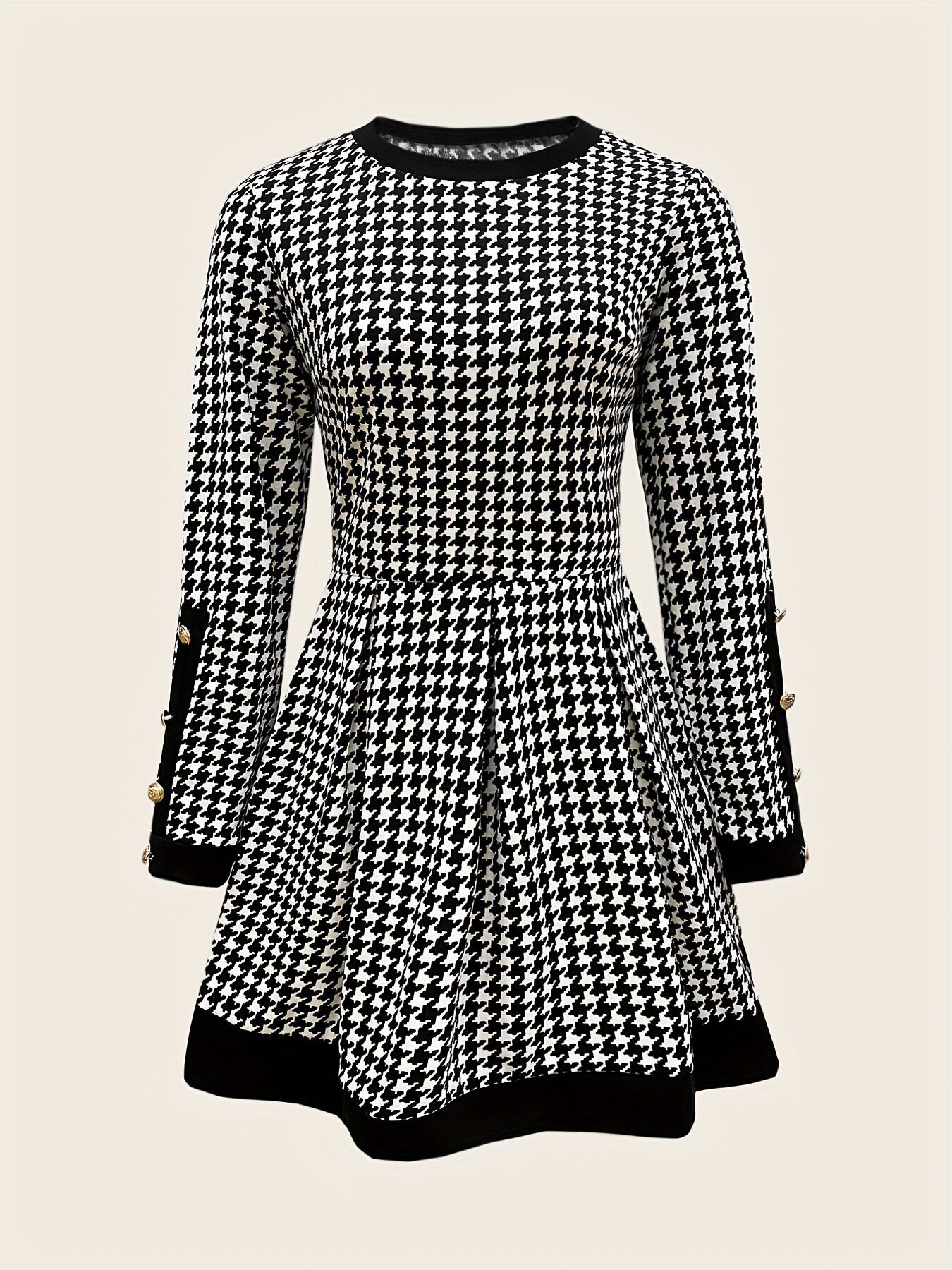Chic Houndstooth Dress for Women Long Sleeve Fall Winter Preppy Style Wholesale Available bulk order
