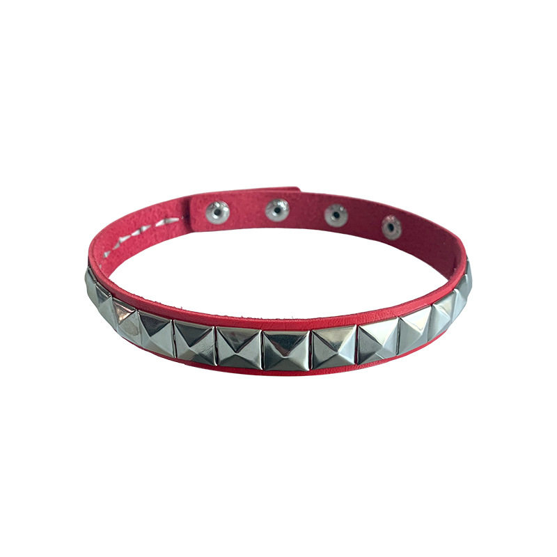 Punk style square rivet collar personalized leather non-mainstream necklace PU leather neck chain clavicle chain cross-border exclusive