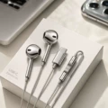Electroplated Silver Wired Earphones Type-C
