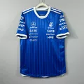 Mercedes-benz racing suit blue round neck