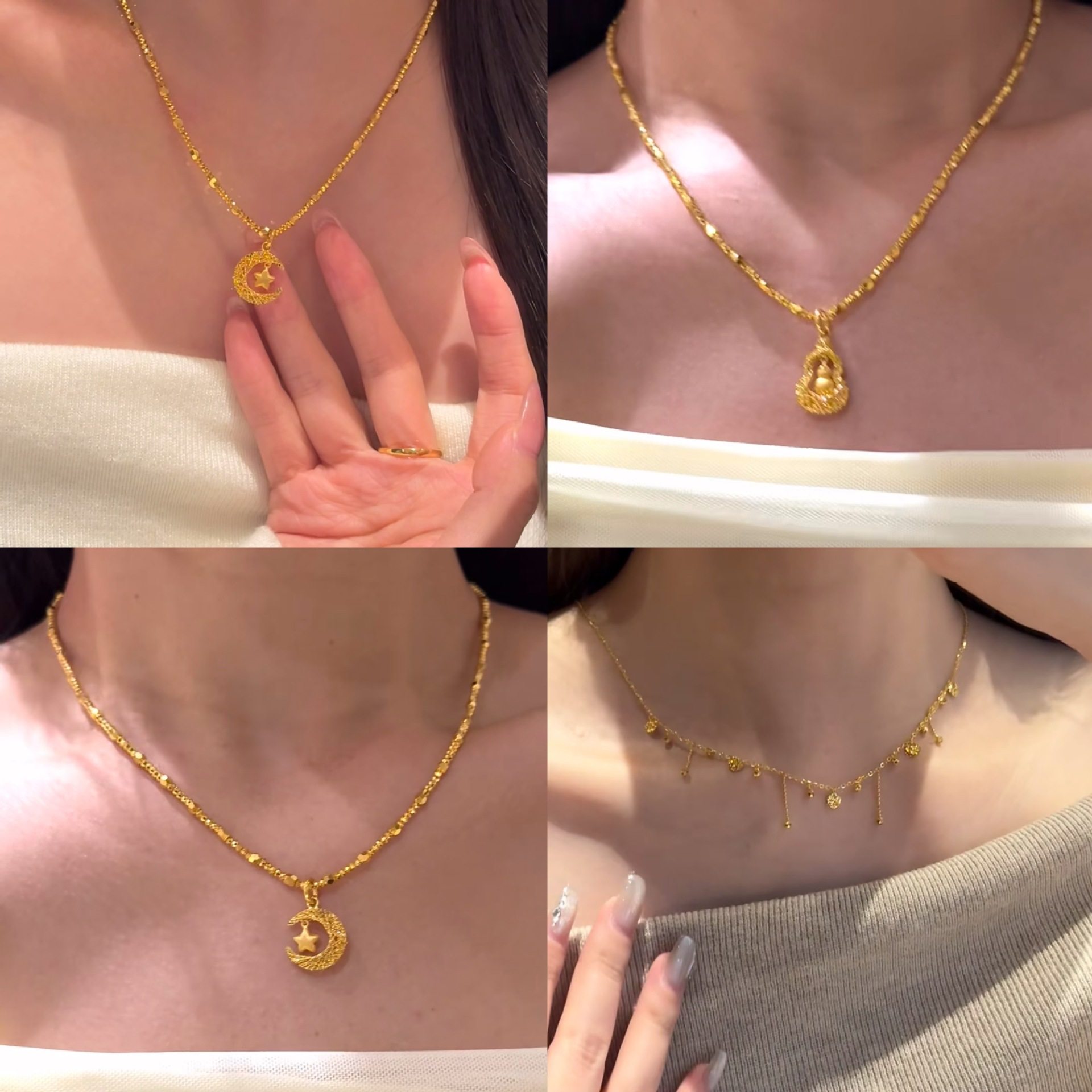 Bohemian Retro Sun Stacking Necklace Accessible Luxury High-End Clavicle Chain Niche Ethnic Style Necklace for Women