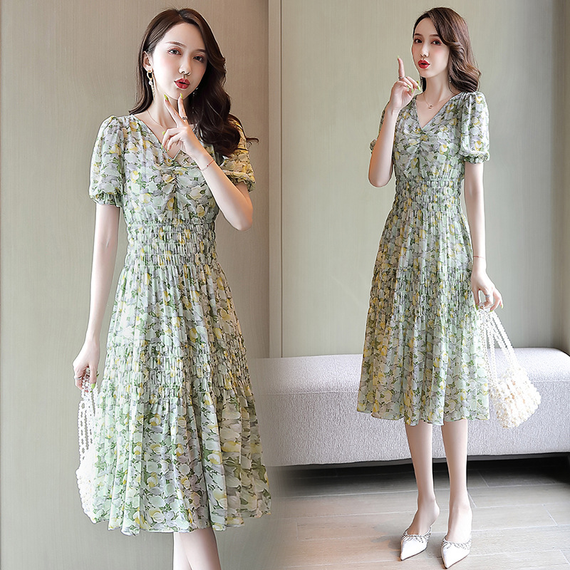 (Mới) Mã K3619 Giá 1300K: Váy Đầm Liền Thân Nữ Hatdi Hàng Mùa Hè Họa Tiết Hoa Cổ Chữ V Thời Trang Nữ Chất Liệu G04 Sản Phẩm Mới, (Miễn Phí Vận Chuyển Toàn Quốc).