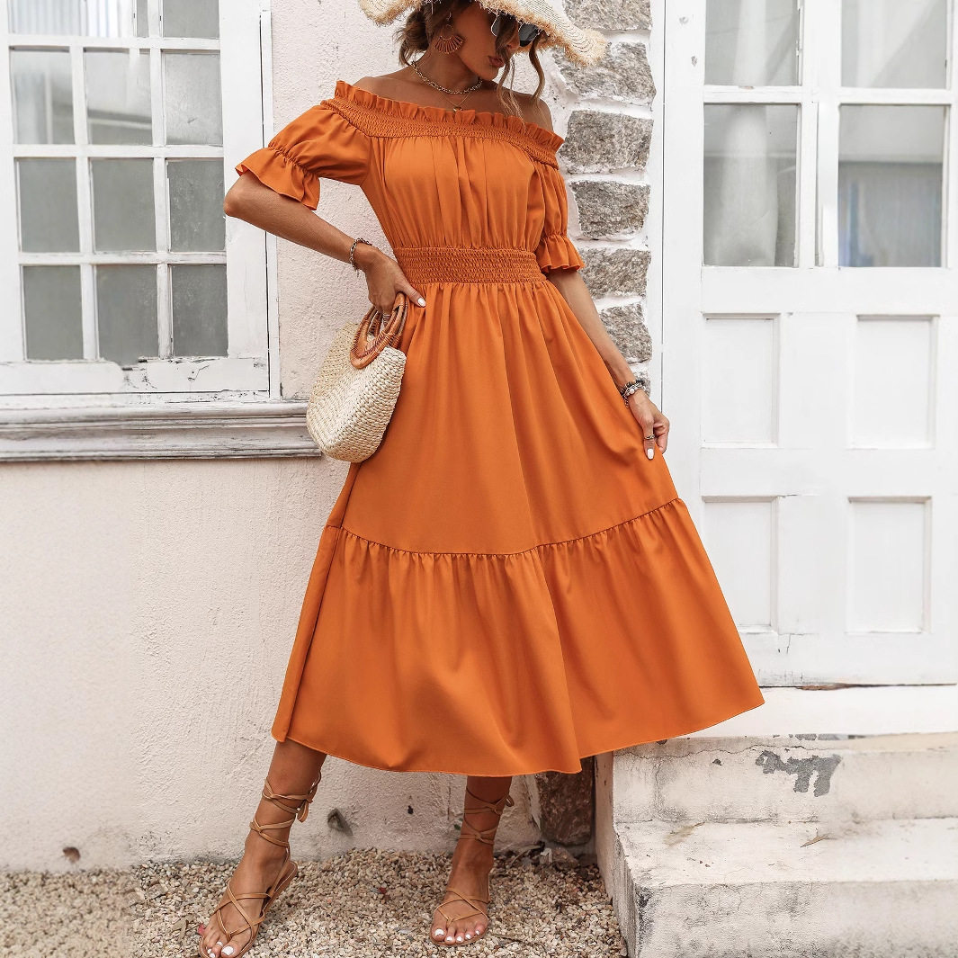 Casual Fashion Strapless Solid Color Dress Elegant Design Comfortable Fit Versatile for Parties or Daily Wear