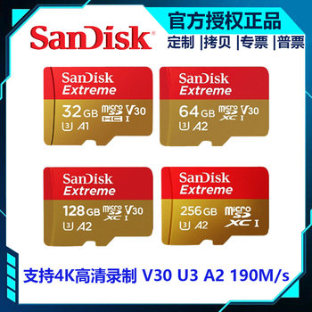 Wholesale Sandi TF memory card U3 V30 C10 4K A2 drone motion camera 256GB190MB/S