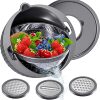 Cross-border Stainless Steel Draining Basket Household Kitchen Multifunctional Double-layer Rotating Shredded Fruit Washing Basket Filter Basin