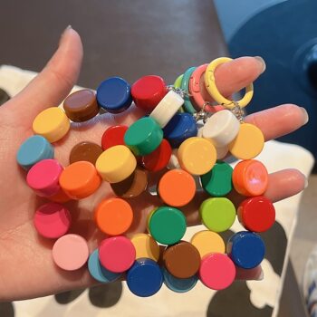 Dopamine Candy Style Mobile Phone Chain Beaded Keychain Mobile Phone Case DIY Accessories Girl's Heart Burst Hanging Chain Bag