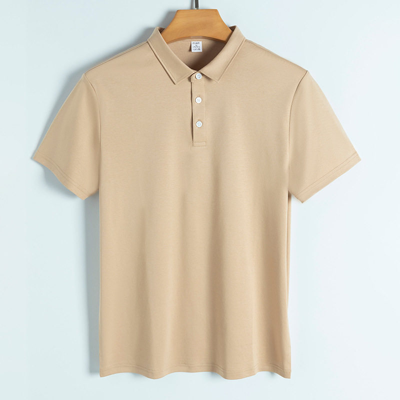 190g匹马棉高支丝光棉polo衫衬衫领商务休闲纯色短袖男polo衫男
