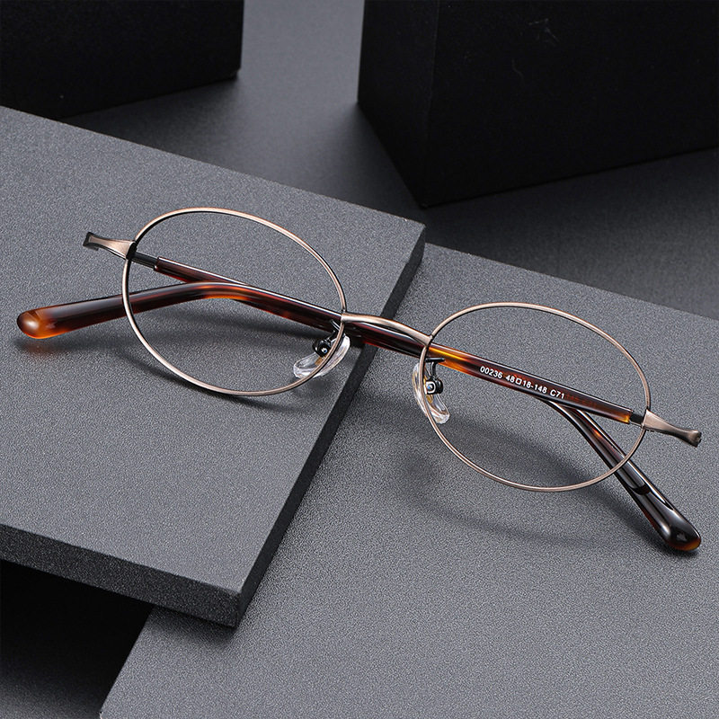 Ultra-Light Alloy Myopia Glasses Frame for Men, Retro Wide-Brimmed Small Round Frame, Xiaohongshu Plain-Faced Women's Anti-Blue Light 00236