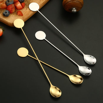 304 Stainless Steel Mixing Spoon Coffee Spoon Round Brand Cocktail Shaker Stick Long Handle Bar Beverage Ice Spoon Spoon Spoon
