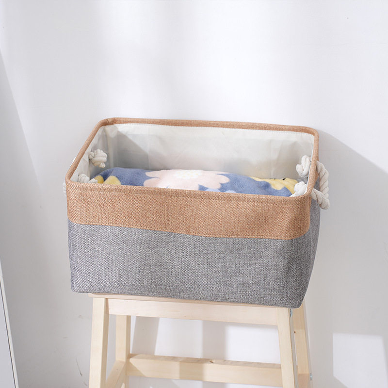 Storage Box Foldable Storage Basket Portable Lidless Toy Underwear Storage Box Cotton and Linen Thickened Clothing Dirty Clothes Basket
