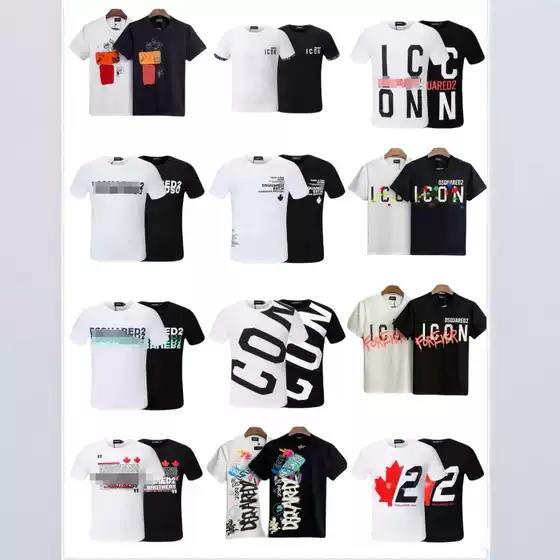 Dsq2 European Fashion Trend t Men's Short-Sleeved Amazon Export Supply Printed Casual Men's T-Shirt Factory