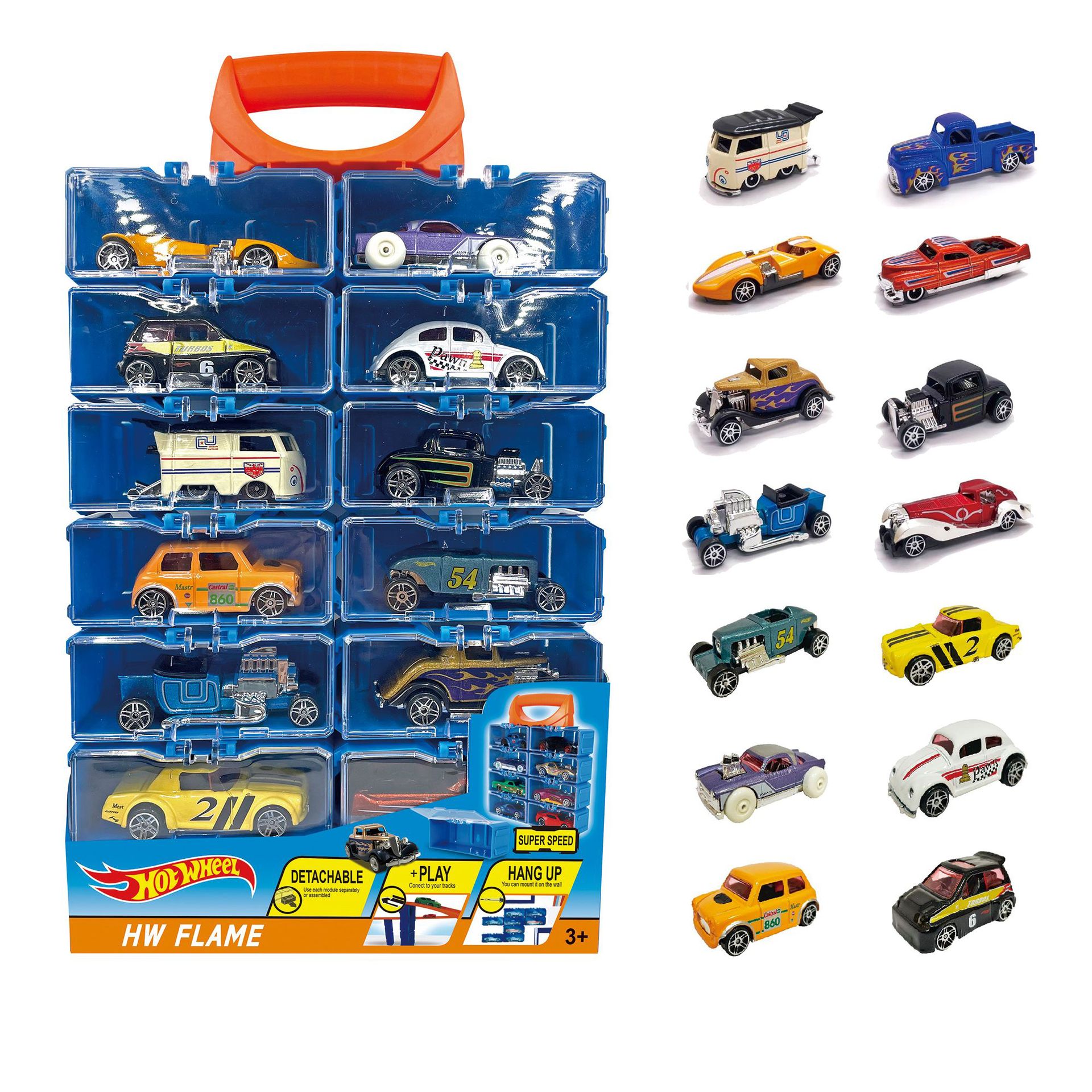 1：64合金车子 耐摔防摔玩具车 手提盒合金车仔套装 合金哈雷摩托