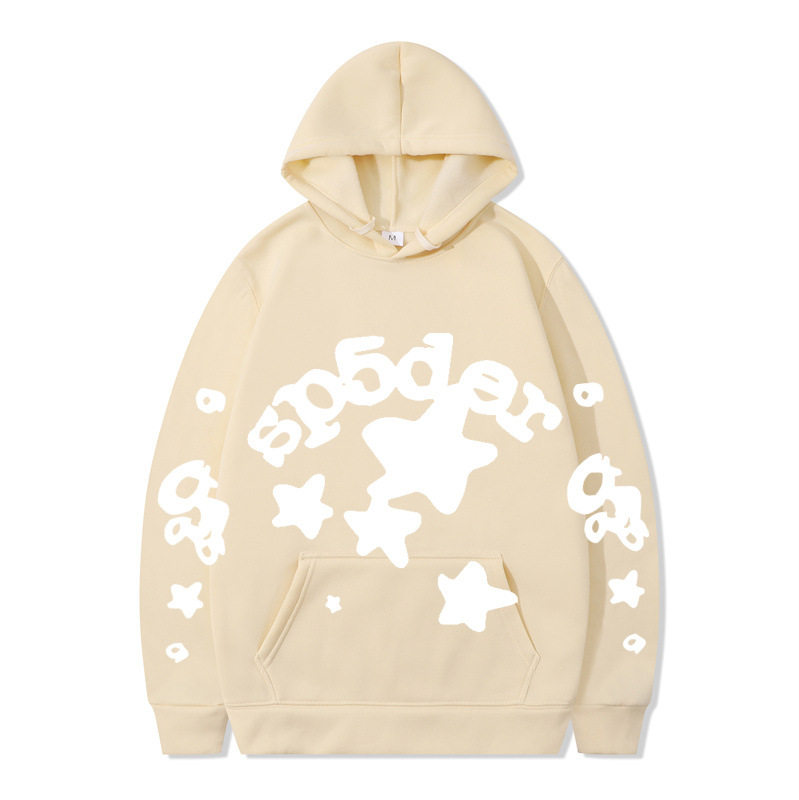 跨境 SP5DER蜘蛛网印花帽衫欧美潮牌大码宽松男女款连帽卫衣