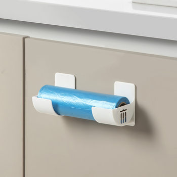 Pet Waste Bag Storage Rack, No-Drill Cling Film Holder, Kitchen Storage Shelf, Space-Saving