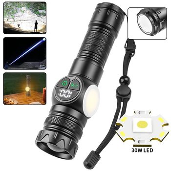 New Magnetic Strong Light Flashlight Smart Digital Display White Laser Flashlight Side Light Outdoor Emergency Repair Work Light