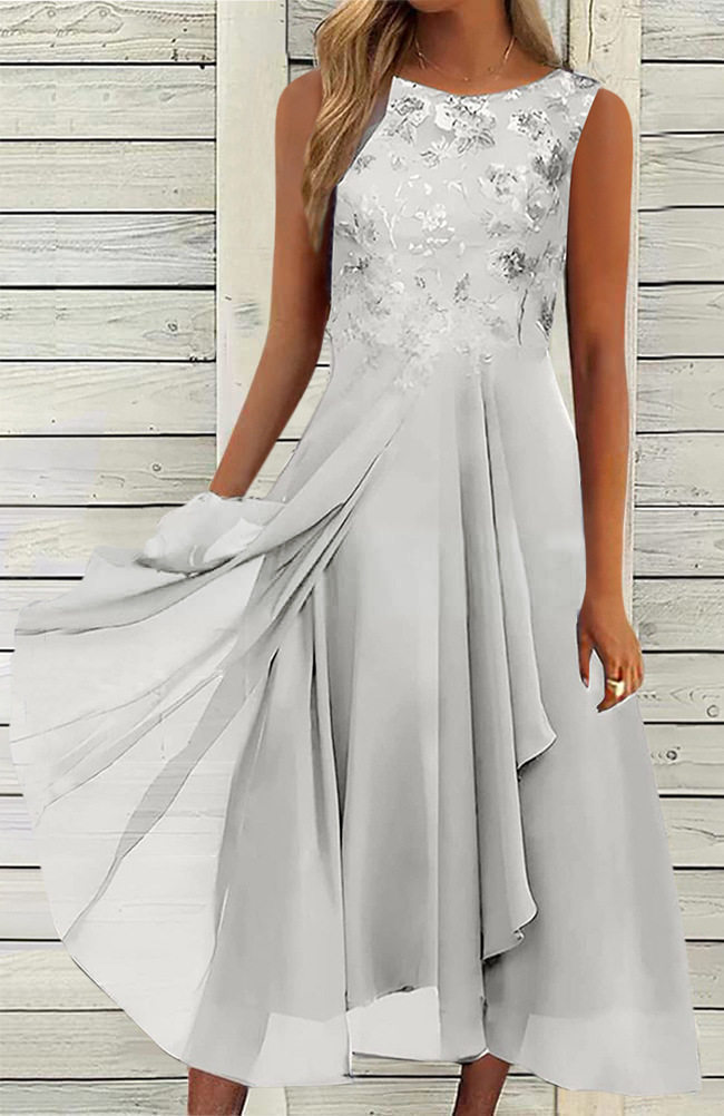 Sleeveless Chiffon Lace Long Dress Elegant Hollow Out Design Perfect for Bridesmaids and Evening Events Wholesale