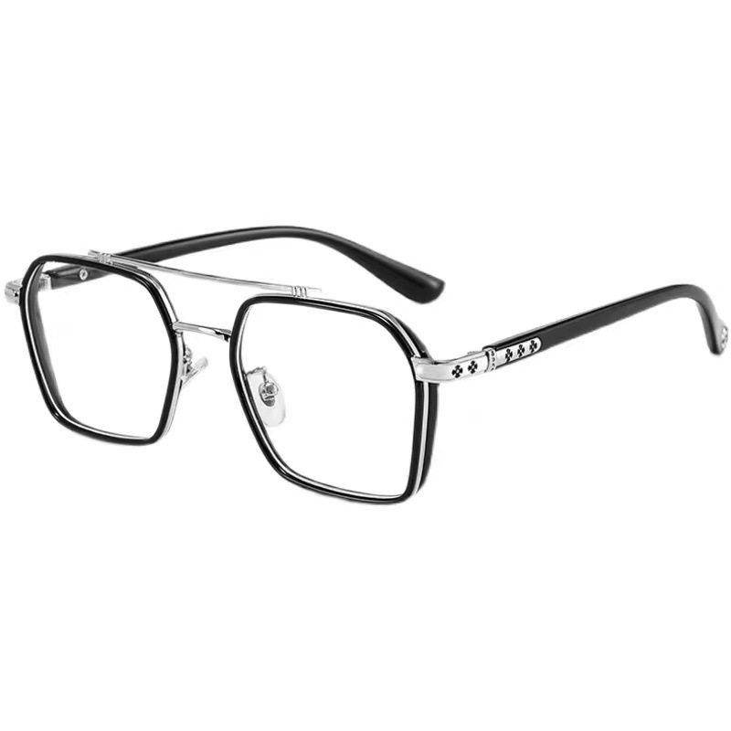 Double-Beam Myopia Glasses, Anti-Blue Light, Non-Prescription Glasses, Decorative Frames, Fashionable Accessories, Large Frame Lenses, Photochromic Lenses