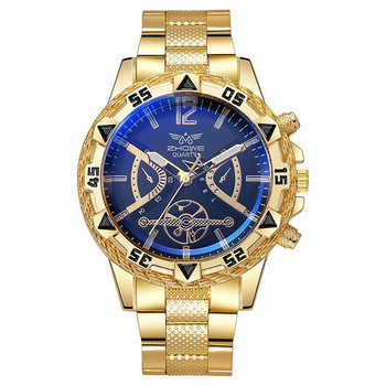Cross-border Explosions Fashion Blue Everbright Dial Gold Watch Men's Watch Men's Watch Quartz Watch Steel Band Watch Manufacturers in stock