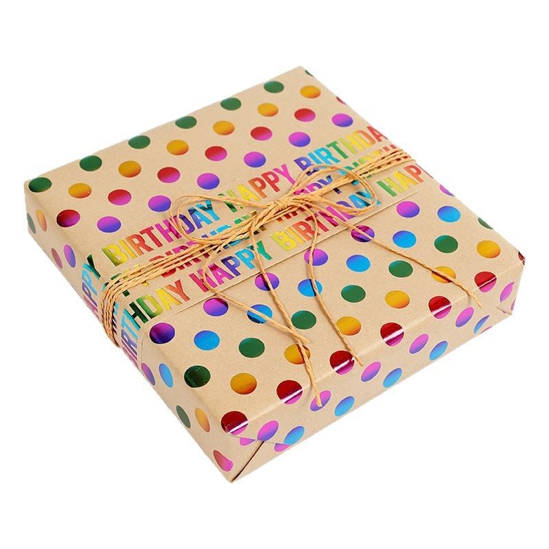 Cross-border specially for roll kraft paper colorful bronzing polka dot stripes love Valentine's Day birthday DIY gift packaging