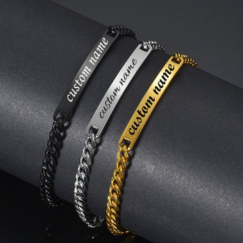 Manufacturer's Ready-Made New European and American Fashion Curved Brand Nk Chain Bracelet for Men, Personalized and Versatile Design Cuban Chain Bracelet