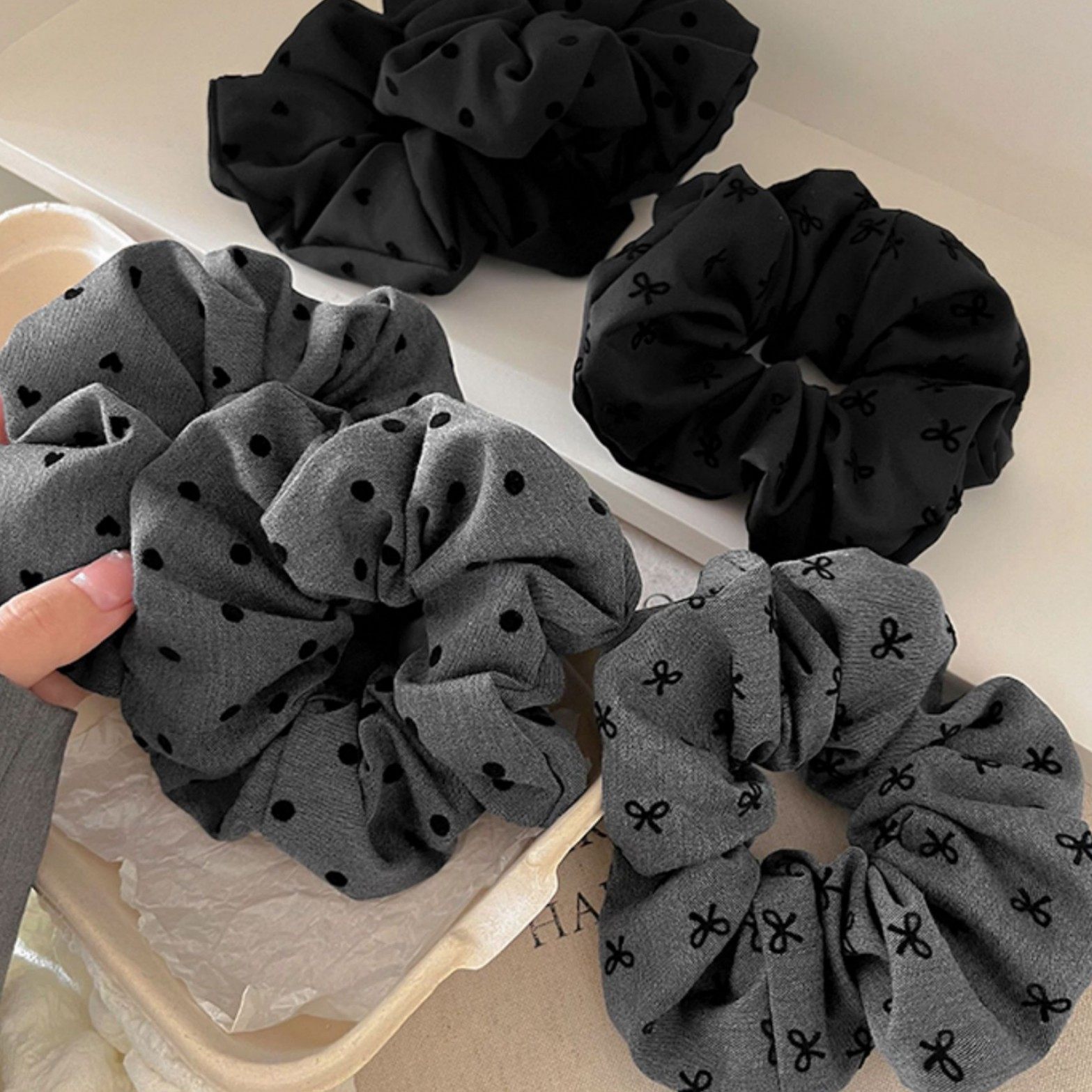 Elegant Bow Polka Dot Scrunchie for Women 2025 New Bun Hair Tie High Elasticity Durable Hair Band