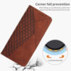 Suitable for Iphone16E Leather Case 15Plus Rhombus Skin-Feel Strong Magnetic Card Holder Wallet Protective Case 17Pro